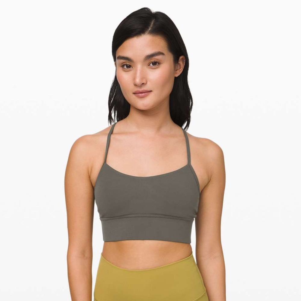 Lululemon Flow Y Long Line Sports Bra in Grey Sage